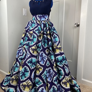 African skirt/Danshiki skirt/Ethnic skirt/Blue and Peach skirt/African skirt for sale/African women clothing/Ankara skirt/Maxi skirt/