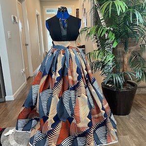 Saia longa de roupas africanas/roupas femininas africanas/saia longa de Ancara/saia estampada africana/saia longa de Ancara/saia africana branca/DR18