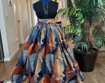 African clothing maxi skirt/ African women clothing/ Ankara maxi skirt/ African print skirt/ Ankara long skirt/White African skirt/DR18