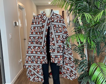 African print cape/ African wax shawl/ African fabric poncho/African high low cape/Ankara shawl for women/Plus size women shawl.