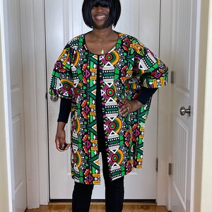 African women clothing/Danshiki Poncho/Poncho/Oversized kimono/African jacket/Ready to ship kimono/Green kimono/African top/African duster