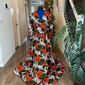 African Dress/ Ankara Dress/Green and Orange Dress/ African Clothing For Women/Ankara Dress/African Print Dress/Plus Size/