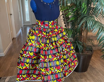 African clothing maxi skirt/ African women clothing/ Ankara maxi skirt/ African print skirt/ Ankara long skirt/ Red Skirt
