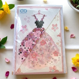 Beautiful Dress Diamond Dotz Greetings Card. Diamond Painting Kit DDG.018