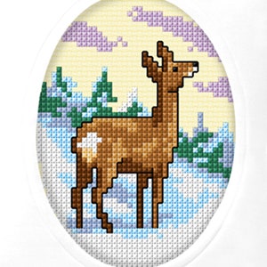 Carte de voeux cerf au point de croix. Créez votre propre carte de Noël. Carte de Noël au point de croix. Super kit de Trimits. Projet festif ou cadeau