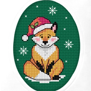 Kit de cartes au point de croix Renard festif. Faites vos propres cartes de Noël. Grand projet de Noël, père Noël secret, remplissage de bas.