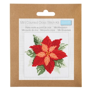 Mini Poinsettia Mini Counted Cross Stitch Kit. Trimits GCS199