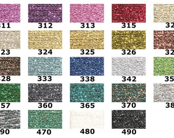 Madeira Metallic Perlé.  20m Skeins of Metallic Perlé No.10. All Purpose Shimmering, Metallized Embroidery Floss. 40 Weight.