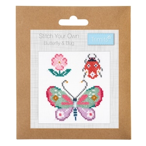Trimits Mini Counted Cross Stitch Kit: Butterfly & Bug Trimits Mini Counted Cross Stitch Kit: Butterfly & Bug