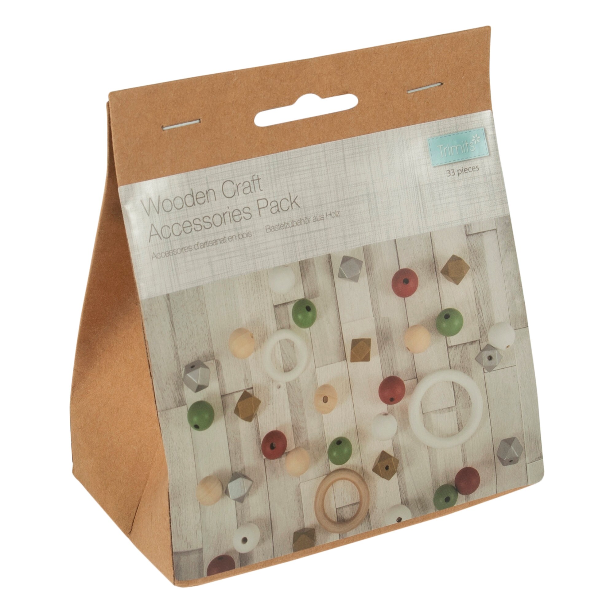 Trimits Coloured Wooden Craft Accessories Pack - 33 pieces Trimits Coloured Wooden Craft Accessories Pack - 33 pieces