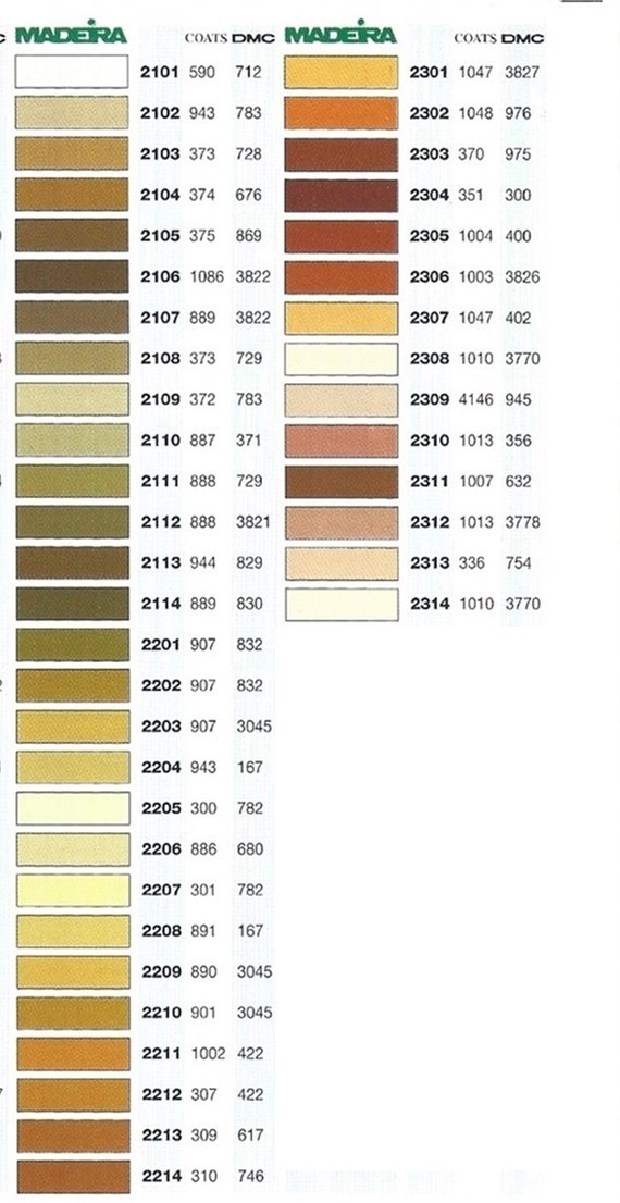 Madeira threads, madeira skeins. Madeira Color charts. List of colors