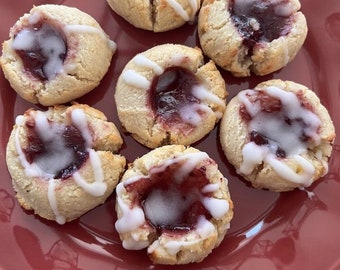 Keto Jam Filled Thumbprint Cookies - variety of options available - Diabetic & Gluten Free - 1 Net Carb Per Cookie