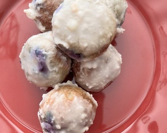 Keto Lemon Blueberry Glazed Donut Holes * Zero Net Carbs * Diabetic Friendly Gluten Free  * Keto Munchkins