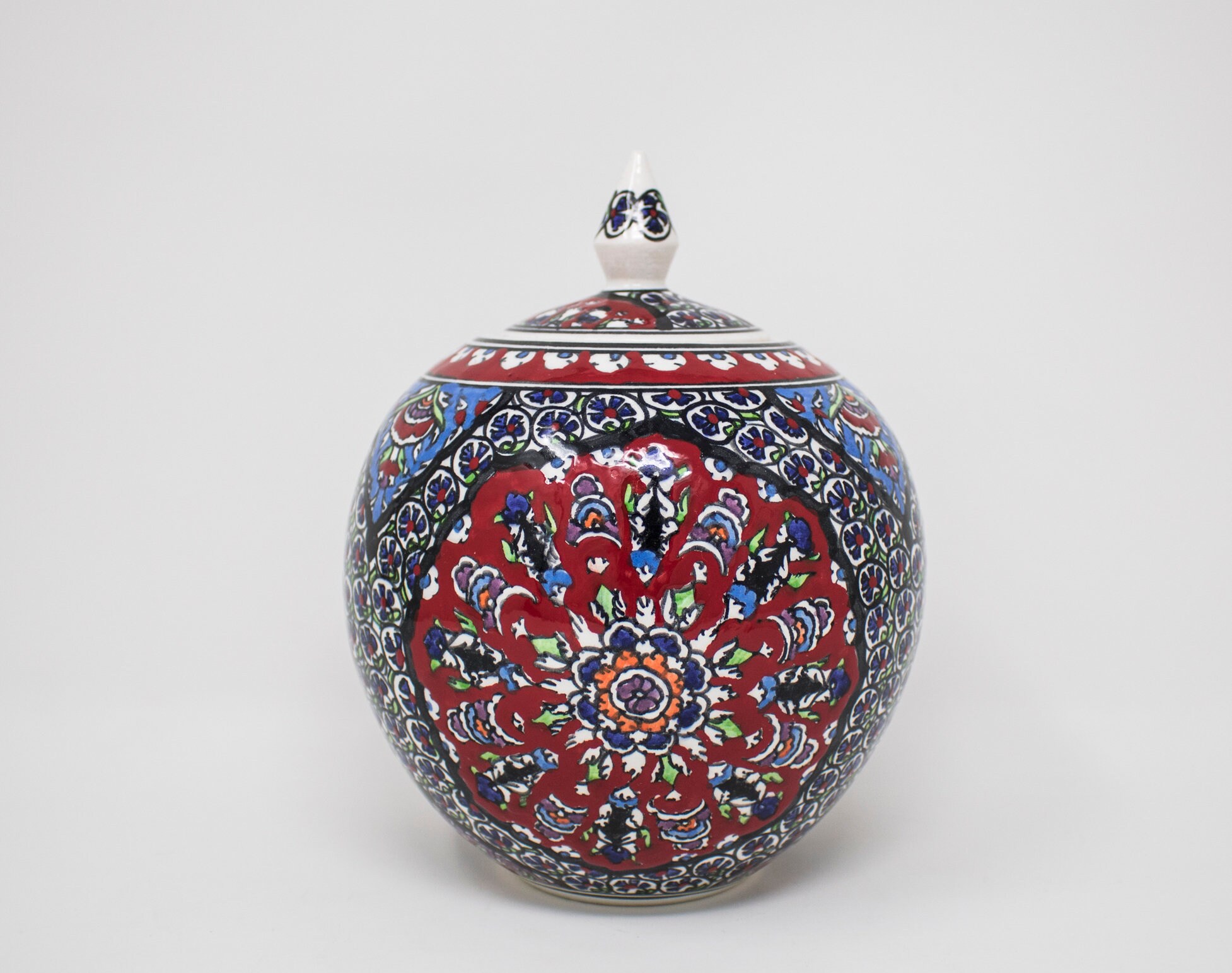 Decorative Ceramic Jar with Lid / HandPainted Turkish Ceramic Etsy