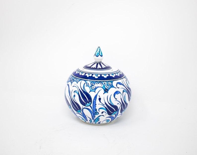 Decorative Ceramic Jar With Lid Hand Painted Turkish Ceramic Etsy
