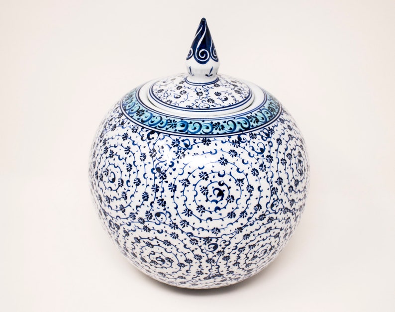Decorative Ceramic Jar with Lid / HandPainted Turkish Ceramic Etsy