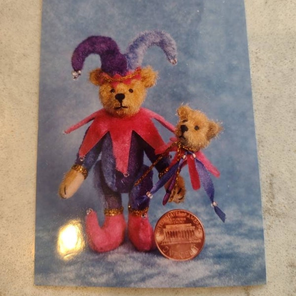 Jester Bear with Stick Toy Pattern and Kit, designer Emily Farmer, Height 2.75",