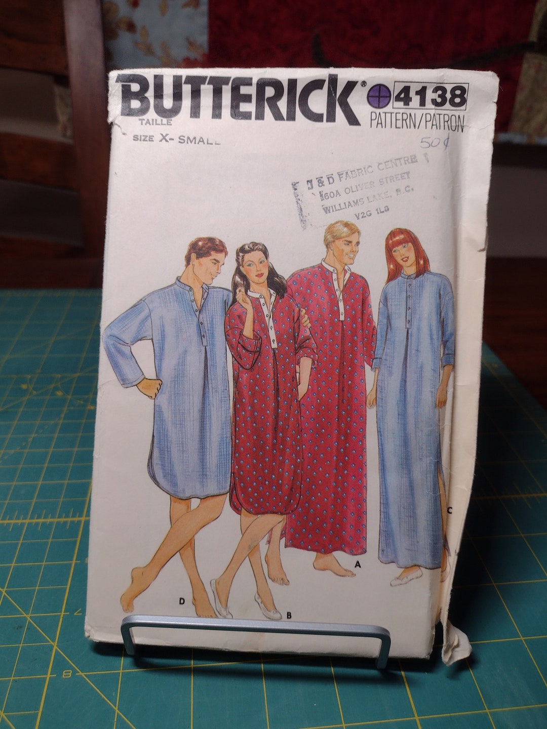 Butterick 4138 Pattern Unisex Nightgowns, 2 Lengths, UNCUT, Size XS ...