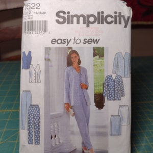 Simplicity 8522 pattern Misses Top Jacket Skirt Pants UNCUT sizes 16 - 20 Easy to Sew Vintage 90s Classic