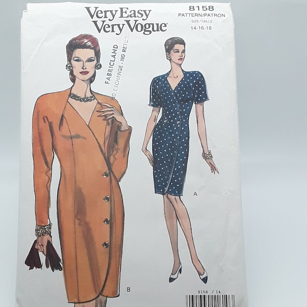 Very Easy Very Vogue 8158 pattern Misses Dress size 14-16-18, UNCUT, Vintage