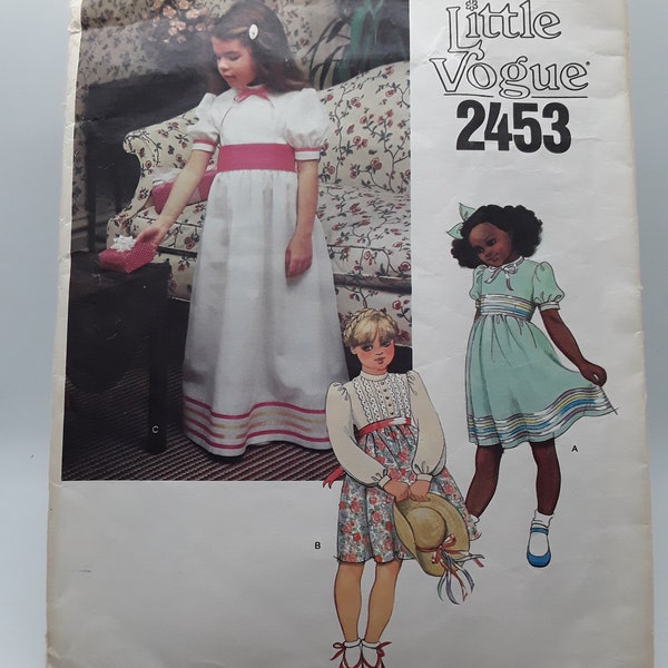 Little Vogue 2453 Pattern Children's Dress and Cummerbund, Size 3, UNCUT, Vintage