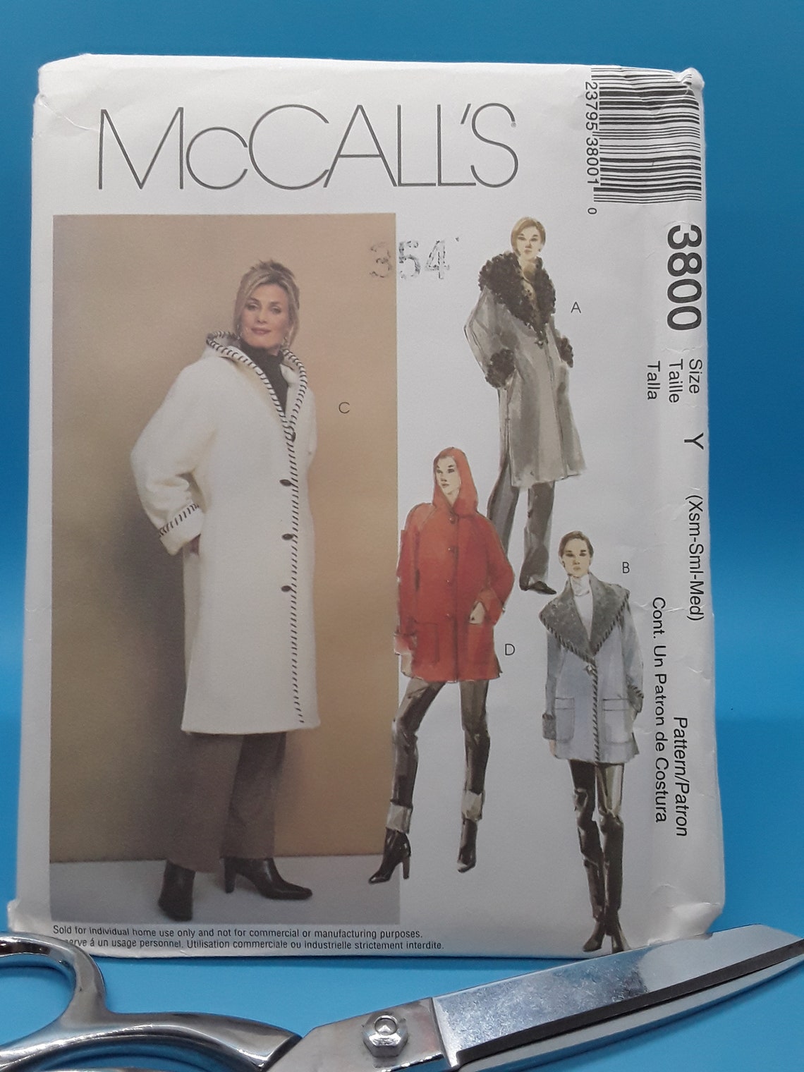 McCall's 3800 Pattern Misses Lined Coats in Two Lengths Etsy