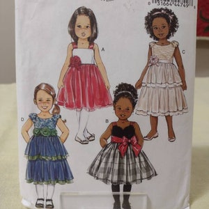 Butterick B5843 Pattern Toddlers/Childrens Dresses, UNCUT, sizes 3-6, 4 styles, average difficulty