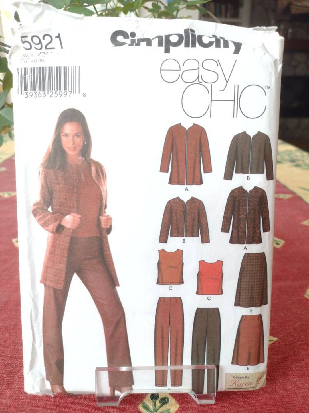 Simplicity 5921 Pattern Misses Jacket in Two Lengths, Top, Pants and