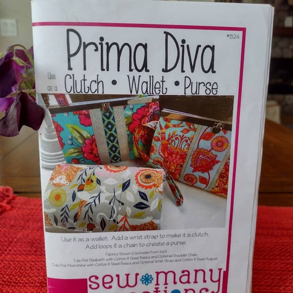 Prima Diva Pattern #824 Clutch Wallet Purse, sew many creations,