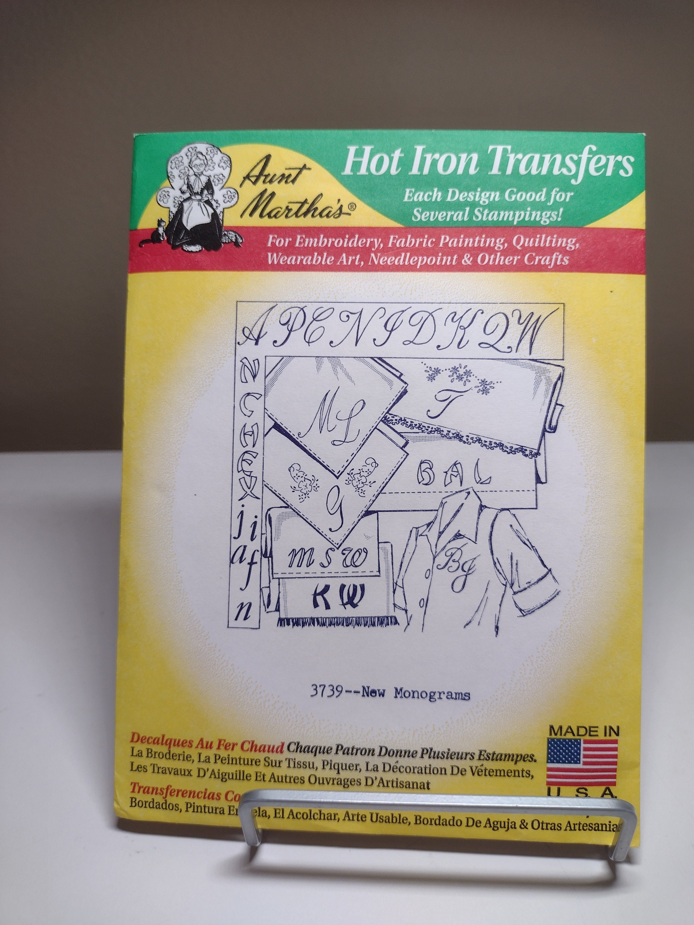 Aunt Martha's Hot Iron Transfers 3739 New Monograms , Embroidery, Fabric  Painting, Quilting, Wearable Art. UNUSED 