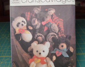 Simplciity 6142 Pattern crafts Four Chic Bears UNCUT vintage 80s