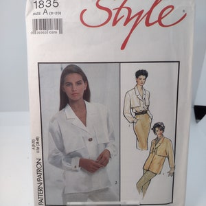 Style 1835 pattern Misses Loose Fitting Shirt, UNCUT,, size 8  - 20 Vintage 90s