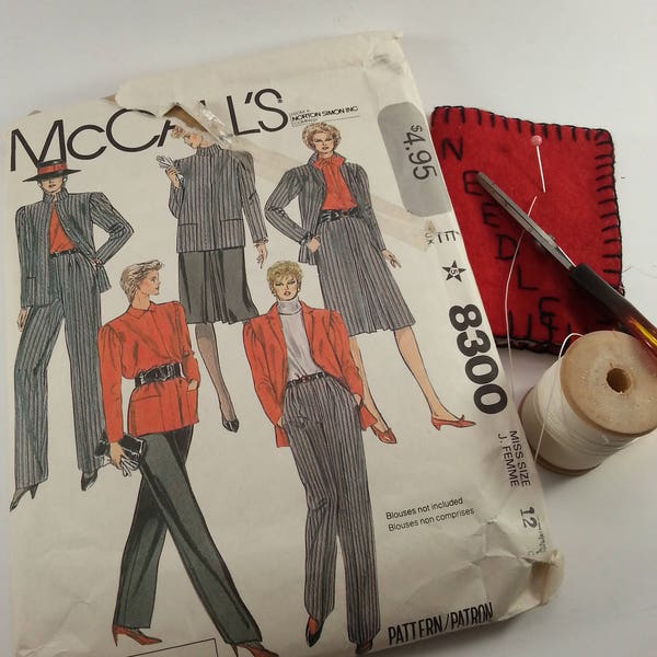 McCall's 8300 Pattern Three Piece Suit Pattern Jones New York  Vintage 1980s Ladies Misses