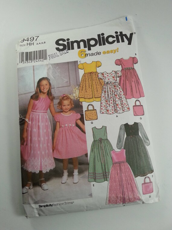Girl Child Dress Pattern Simplicity 9497 Summer Dress Party Etsy