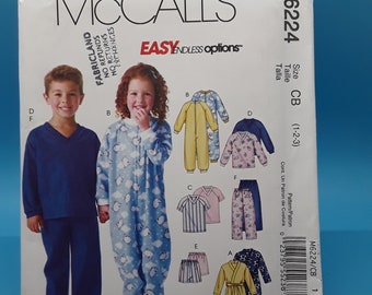 M6224 Onesie Top Shorts and Pants sewing patterns by McCalls sewing patterns Toddlers/'Children/'s Robe Size 1-3 toddler.