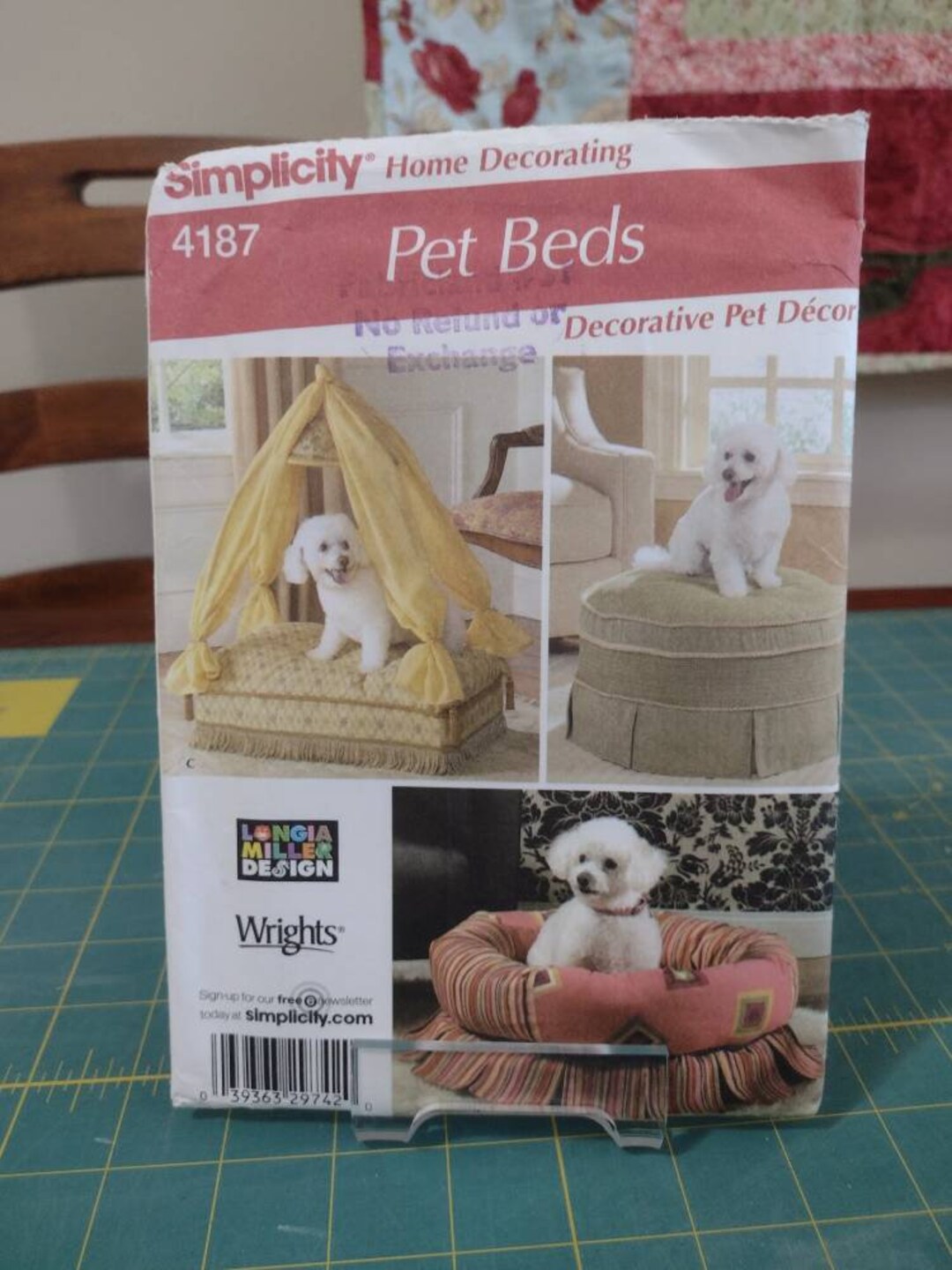 Simplicity 4187 Pattern Pet Beds, 3 Styles, UNCUT, Pet Decor Longia