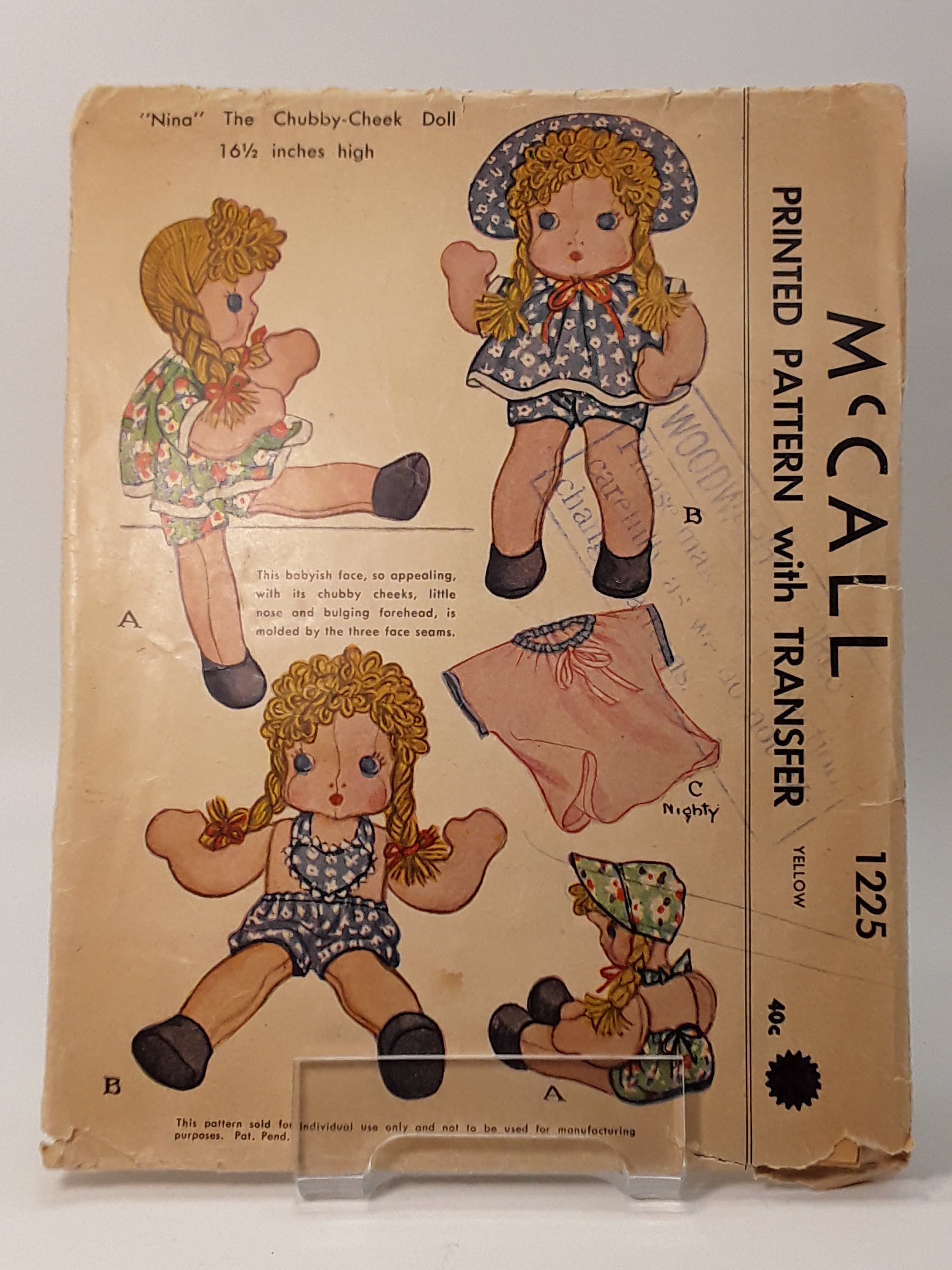 Mccall 1225 Pattern 'nina the Chubby-cheek Doll, 16.5 Tall, Clothes,  Vintage 1940s - Etsy