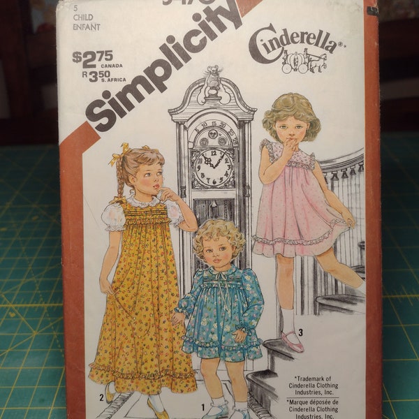 Simplicity 5470 pattern Cinderella Toddlers and Child's Dress in two lengths, UNCUT, size 5 Vintage  80s