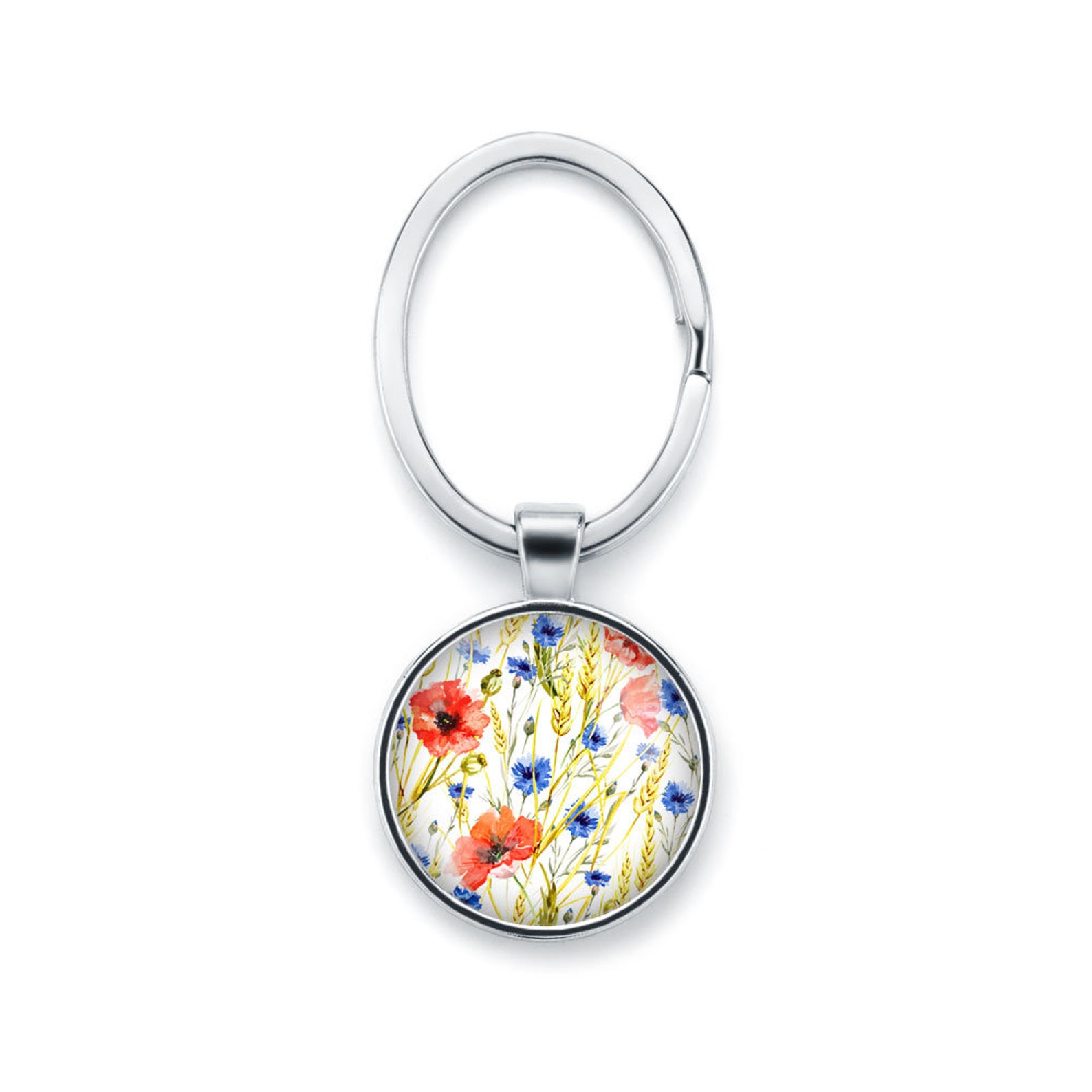 Keychain FLOWER FIELD Polish Folk Art Poland Keyring With Floral Design ...