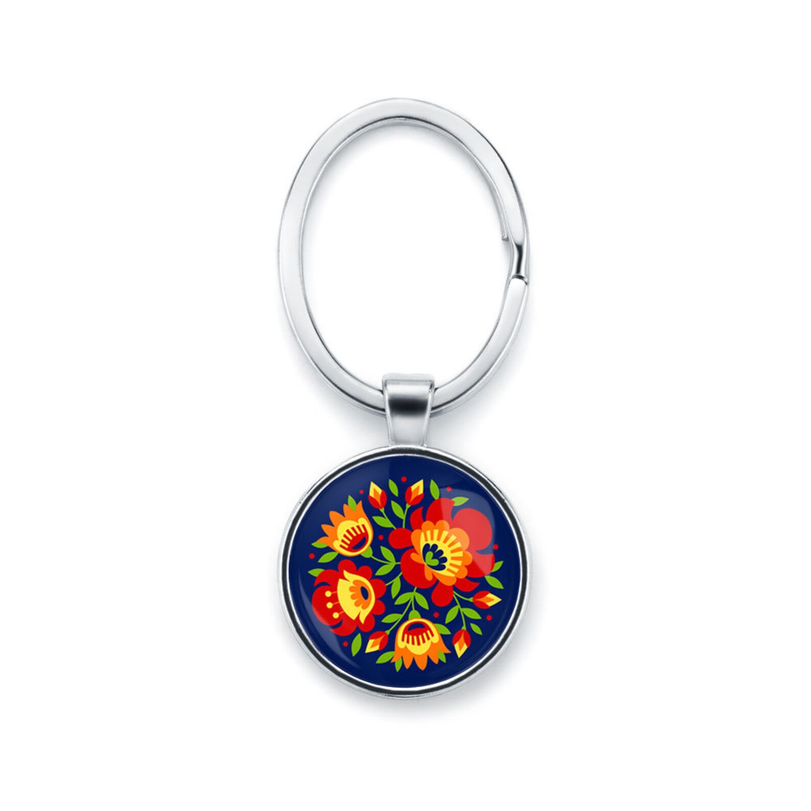 Keychain FLOWERS Polish Folk Art Poland Keyring With Floral Design Cute ...