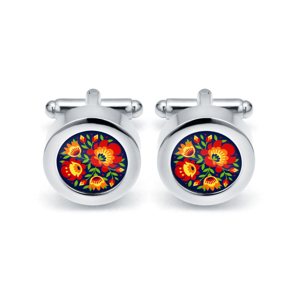 Elegant Cufflinks FLOWERS Gift for Man Polish Folk Art Poland - Etsy ...