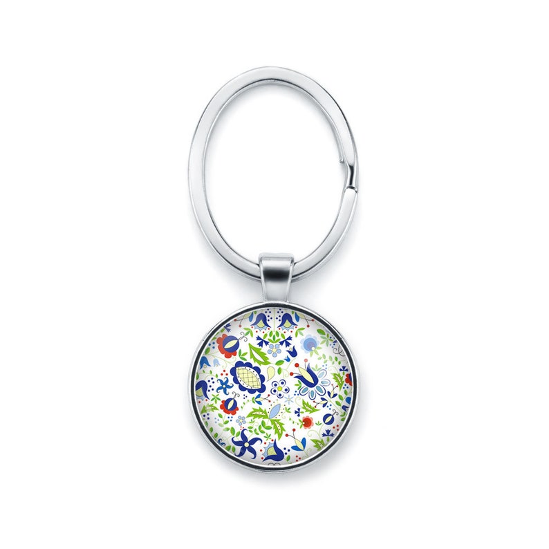 Keychain KASHUBIAN FLOWERS Polish Folk Art Poland Keyring With Floral ...