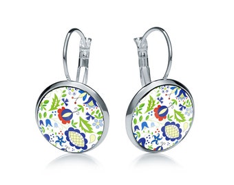 Boucles d’oreilles fleurs CACHOUBE gif pour femme cadeau boucles d’oreilles polonais folk art Pologne boucle d’oreille avec cadeau design floral pour la mère, boucles d’oreilles