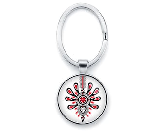 Keychain PARZENICA polish folk art poland keyring with floral design Cute keyrings, unique key fob, floral Keyrings, folk keyring