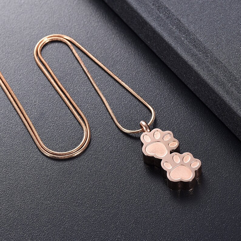 Pet Paw Necklace Rose Gold Pendant Ashes Urn Cat Puppy Pet Ashes Urn Necklace Pendant Dog Memorial Keepsake Cremation Jewellery