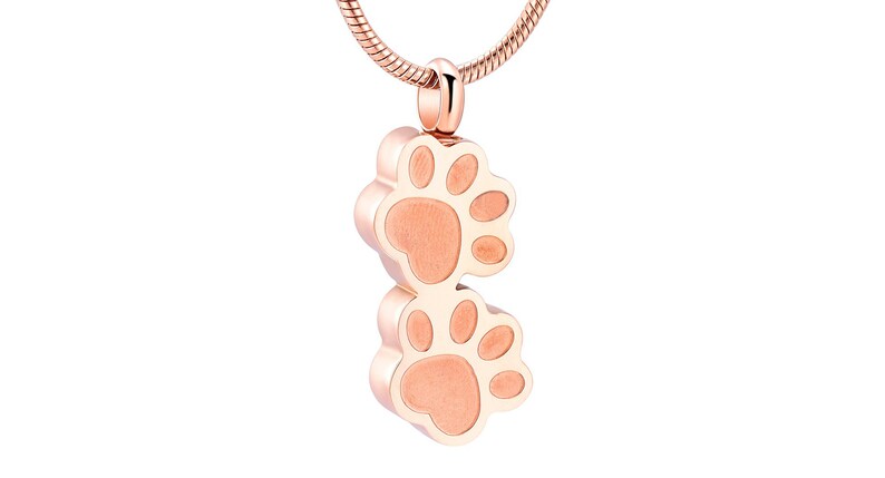 Pet Paw Necklace Rose Gold Pendant Ashes Urn Cat Puppy Pet Ashes Urn Necklace Pendant Dog Memorial Keepsake Cremation Jewellery