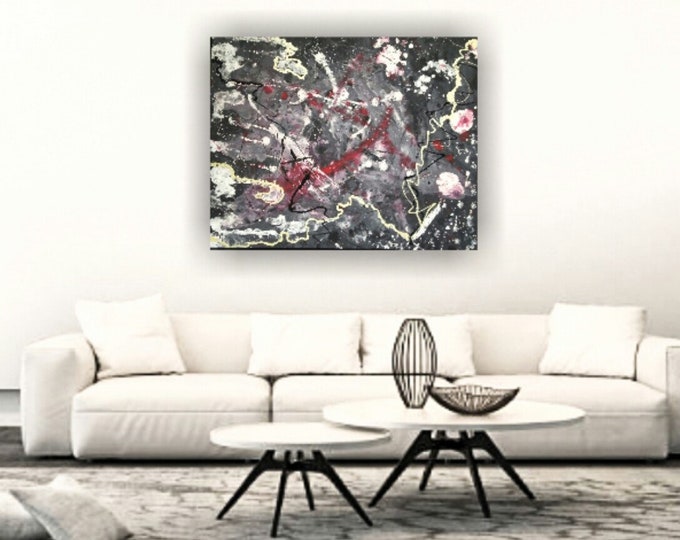 Large abstract painting, wall decor, home decor, splatter acrylics