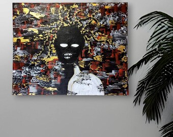 Original Abstract Acrylic Painting: Man Amongst The Noise 2 - 30x24