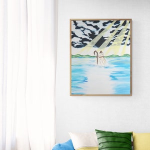 God Walking on water painting 16×20 canvas art home decor Inspirational Art