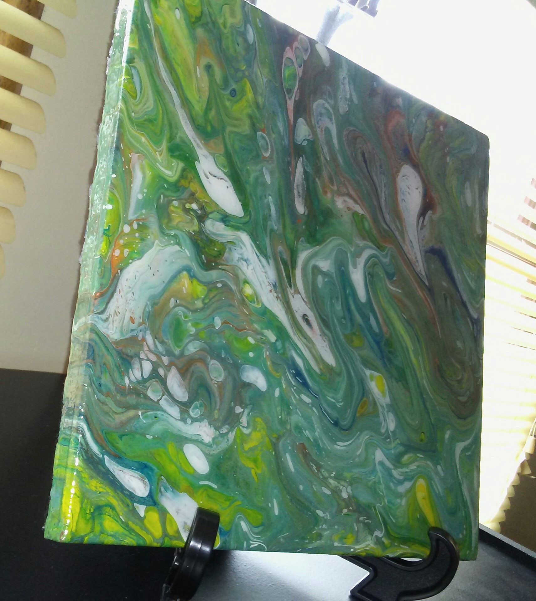 8×8 Poured acrylics on ceramic tile